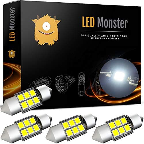 LED Monster 4-Pack 6 SMD 31mm LED Bulb CANBUS 3030 Festoon White Color Chipset Error-Free Festoon Lights Map Dome Door Light for DE3175 DE6428 (4)