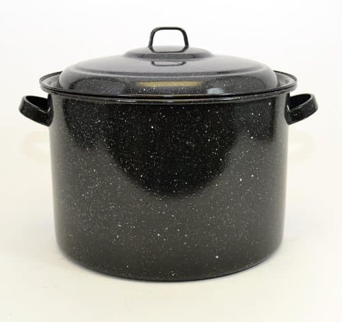 Enamelware Stock Pot-21 Quart, 9H x 13D, Black w/ White Specks