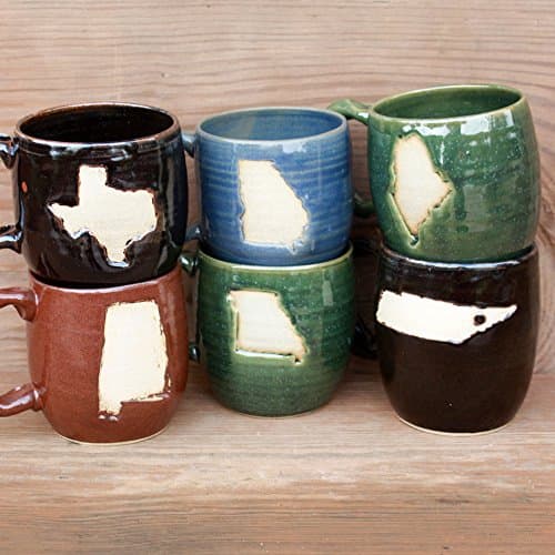 Custom State Stamped Pottery Mug. Handmade Home State Coffee Cup. 12 - 16 Ounces.