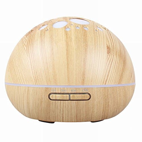 Essential Oil Diffuser, 300ml Aroma Diffuser with Adjustable Cool Mist Mode 7 Color LED Lights and Waterless Auto Shut-off (Wood grain)
