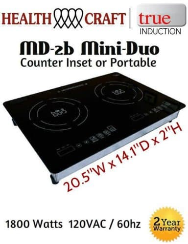 True Induction MD-2B Mini Duo Double Burner - Counter Inset or 110vac Portable