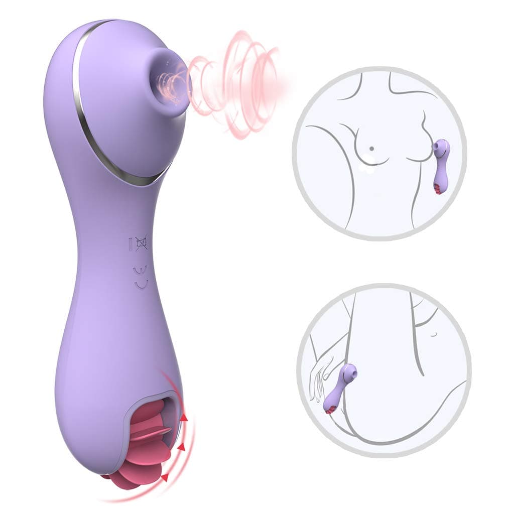 Handheld Women Massage Device - 4+3 Powerful Rolling/Suction Modes - Mini Portable Size - USB Charging - Made of Medical Silicone - 100% Waterproof - Intelligent Heating Function (Purple)