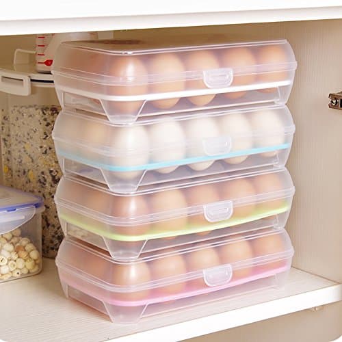 (Pack of 2) Egg Preservation Box Random Color Eggs Dispenser Topper Covered Egg Holder Box for 15 Eggs