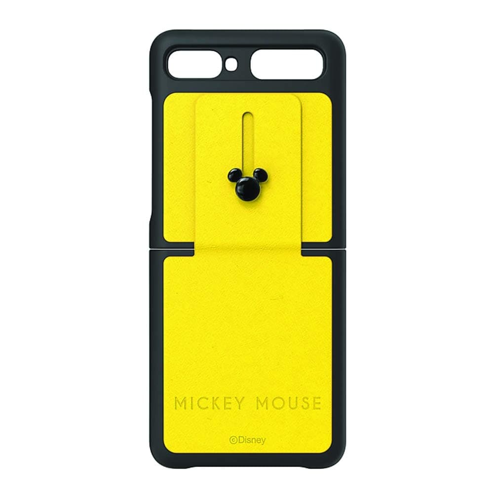 Mickey Mouse Edition Genuine Leather Shell Protective Cover Case for Samsung Galaxy Z Flip (SM-F700) (Yellow)