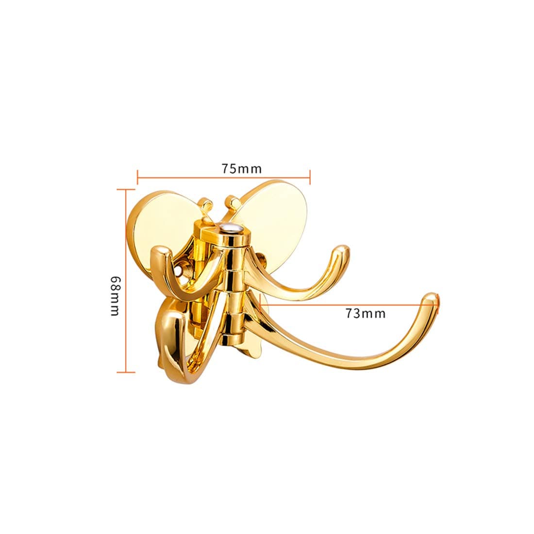 Set of 2 Solid Metal Swivel Hook Heavy Duty Folding Swing Arm Triple Coat Hook with Multi Three Foldable Arms Towel/Clothes Hanger for Bathroom Kitchen Garage Wall Mount Gold, Butterfly