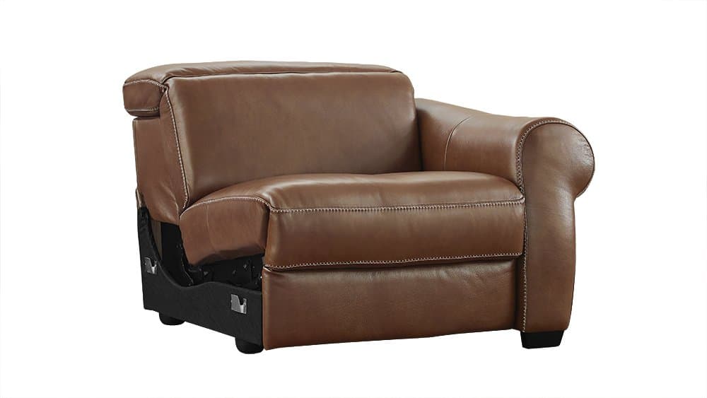 Natuzzi Editions Messina Brown Leather Modular Reclining Right Arm Facing Chair