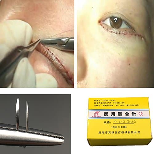 1/2 Circle Curved Surgical Suture Needle for Training &amp; Doctor Pack of 100 (4x10, Taperpoint Needle)