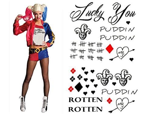 Harley Quinn Temporary Tattoos For Halloween [2 PACK]