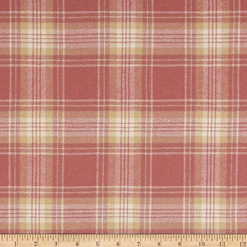 Marcus Fabrics Chalk & Timber Brushed Flannel Yarn Dye Large Plaid Fabric, Pink/Cream, Fabric By The Yard