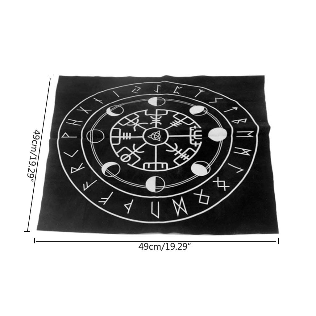 Sitonelectic Tarot Tablecloth - Mysterious Triple Moon Pentagram Altar Pattern, Tarot Cloth Soft Flannel 49x49cm (Black)