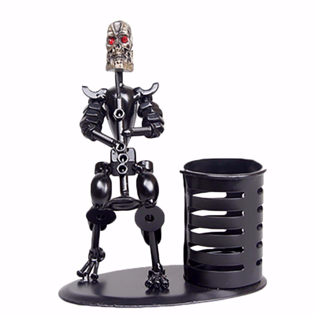 Skull Decor Statue Horror Robot Terminator Pen holder Iron