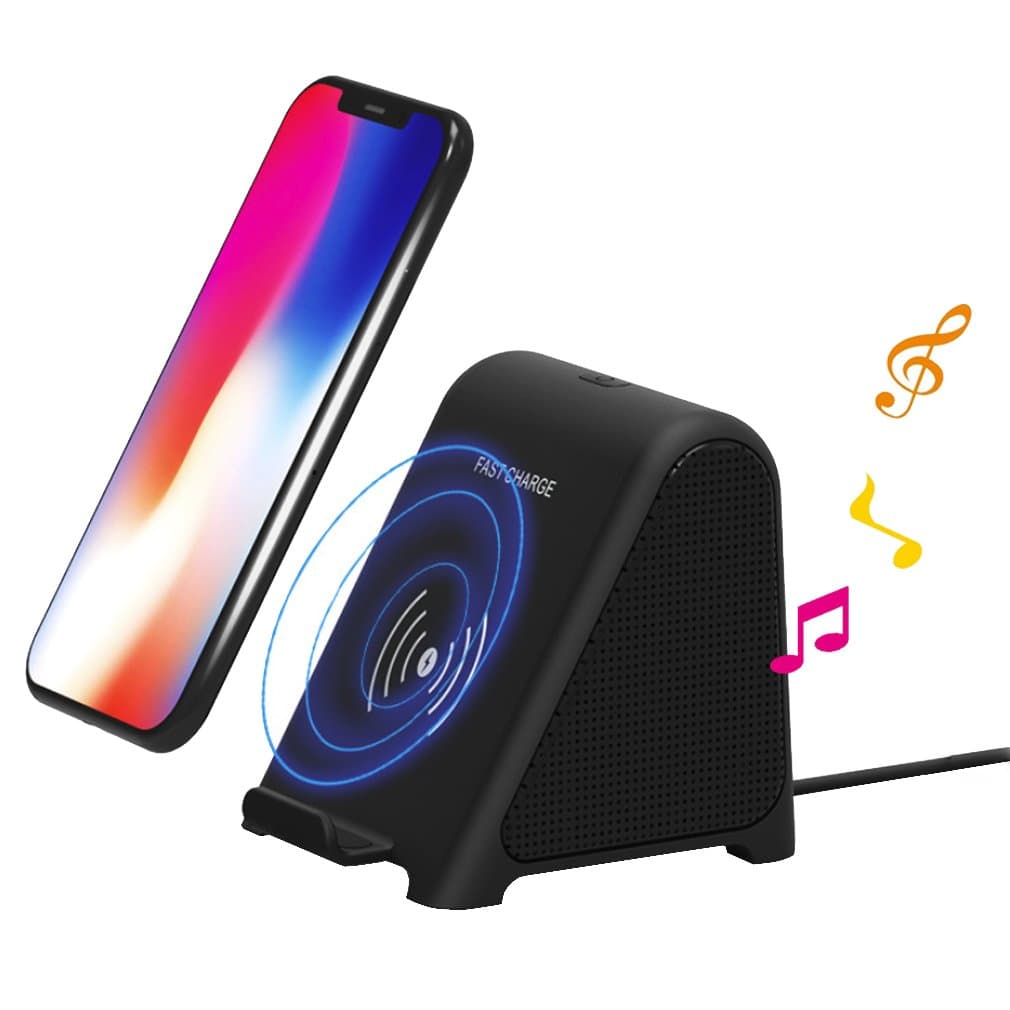 Sinbow 10W Qi Fast Wireless Charger with Bluetooth Speaker 4.1 Stand Charging Pad for Samsung Galaxy S8 S9 Plus Note 8 7.5W Wireless Charging for iPhone X 8 Plus and 5W for All Qi-Enabled Devices