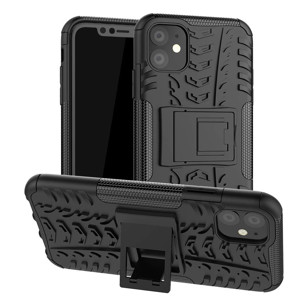 iPhone 11 Case, SKTGSLAMY [Shockproof] Tough Rugged Dual Layer Protective Case Hybrid Kickstand Cover for iPhone 11 6.1 Inch 2019 (Black)
