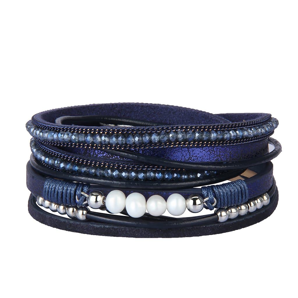 Leather Cuff Bracelets Gorgeous Boho Beads Wrap Bracelet Magnetic Multi Strand Bracelets Bohemian Jewelry for Women, Wife