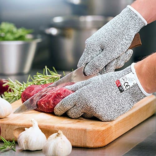 Chop Wizard Cut Resistant Gloves Gray (Large) - High Performance Level 5 Protection (Large)