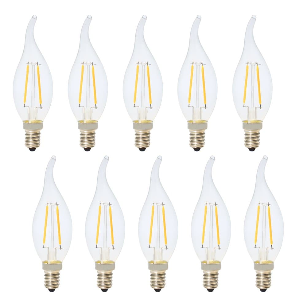 LED E14 2W Non Dimmable Clear Candle Bulbs,SES LED Bulb Warm White 2700K,15W Incandescent Equivalent, AC 220V,10 Packs