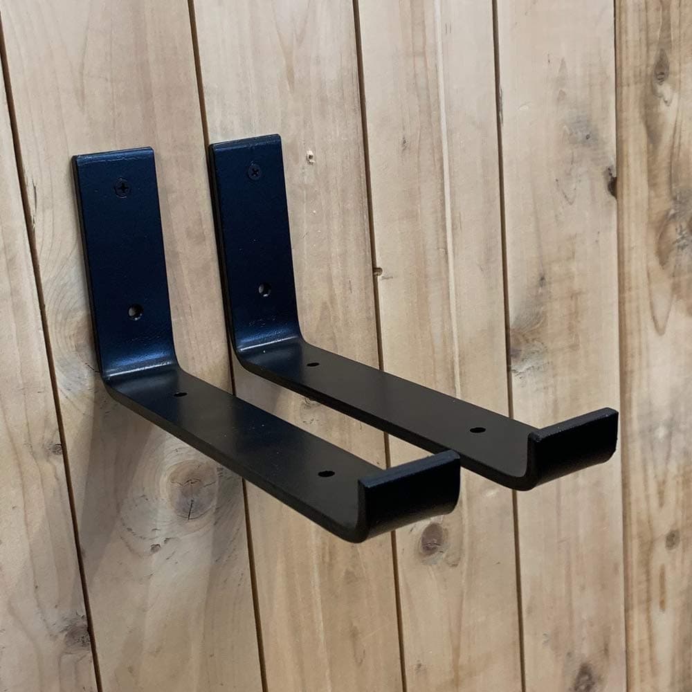 Shelf Brackets Heavy Duty Industrial Angle Braces for Rustic Scaffold Board, Garage Wall Mounted Vintage Shelving (Pair) by BMF Direct® (225mm (8.85'') UP Lip, Raw Steel)