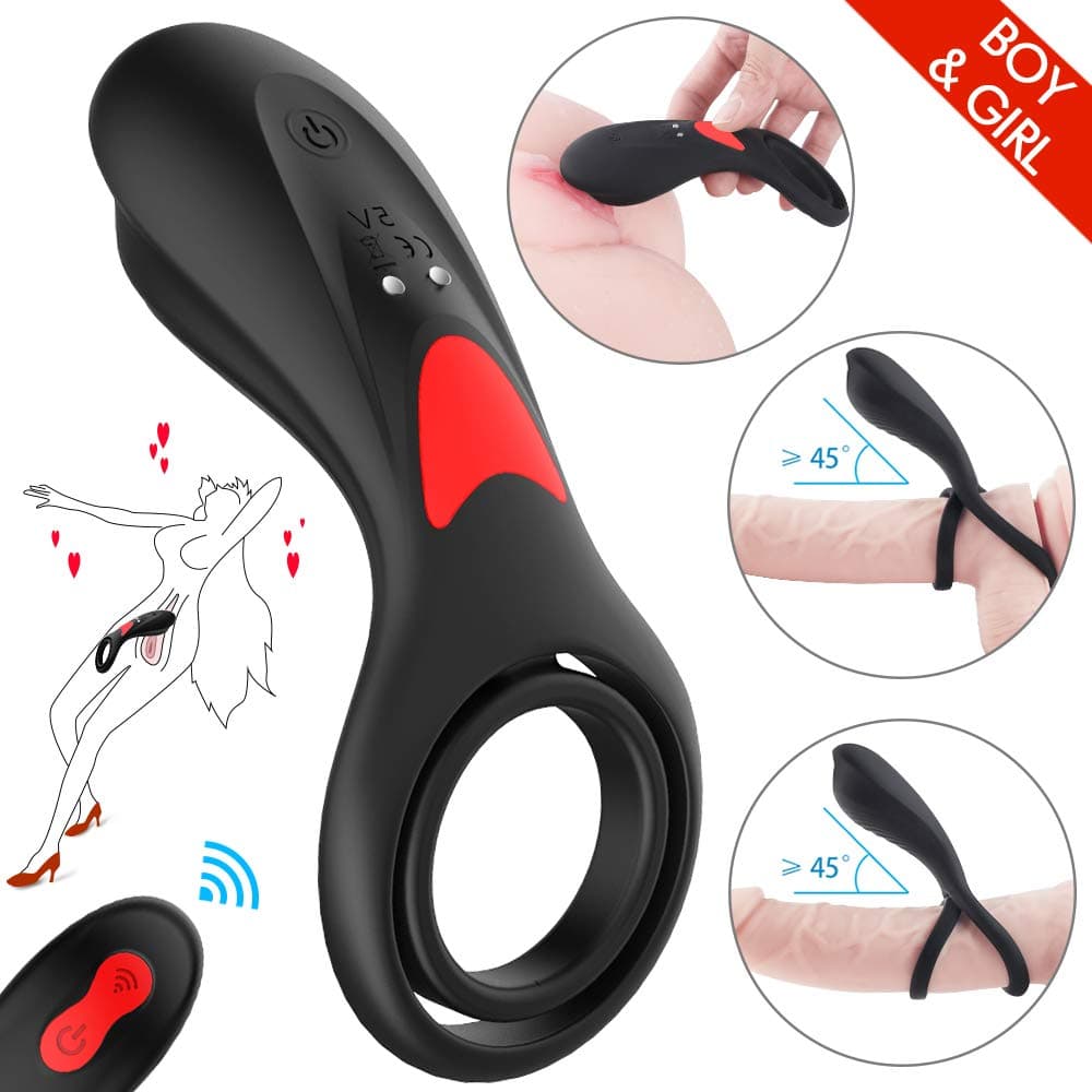 Remote Control Pennis-sring Ring for Men Women Powerful 9 Kind Vibration Wireless Cockring Mode Medical Grade Silicone Shake Rooster T-Shirt Increase Duration Lasting Helper Tool