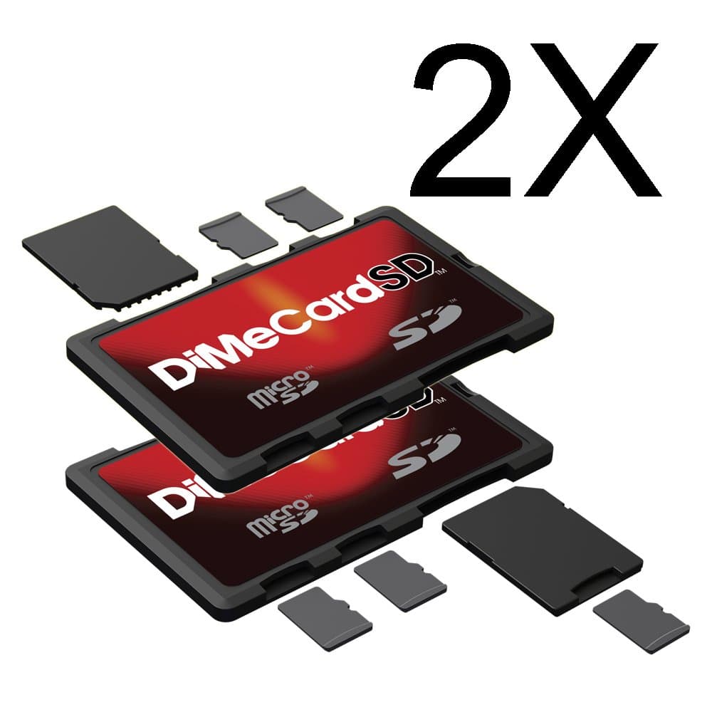 DiMeCard-SD: SD + microSD Memory Card Holder Case 2-PACK (credit card size holder, writable label)
