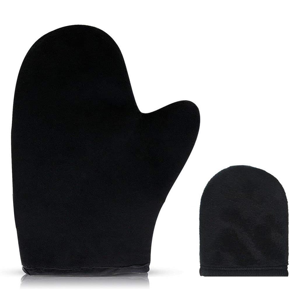 LEALSS Self Tanning Mitt Padded Microfiber Applicator Glove for Self Tanning Spray Tan 2pcs (Black)