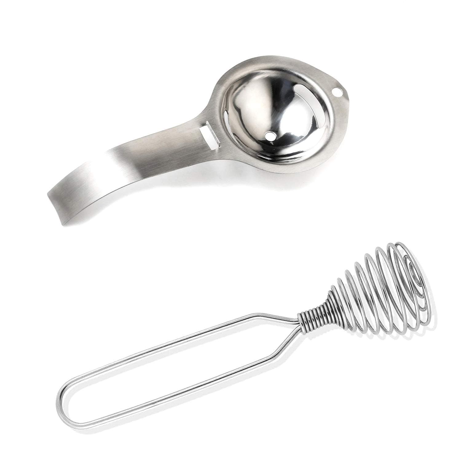 Time Roaming Egg Separator and Egg Beater Stainless Steel Egg Whisk Chef Kitchen Kit, Pack of 2