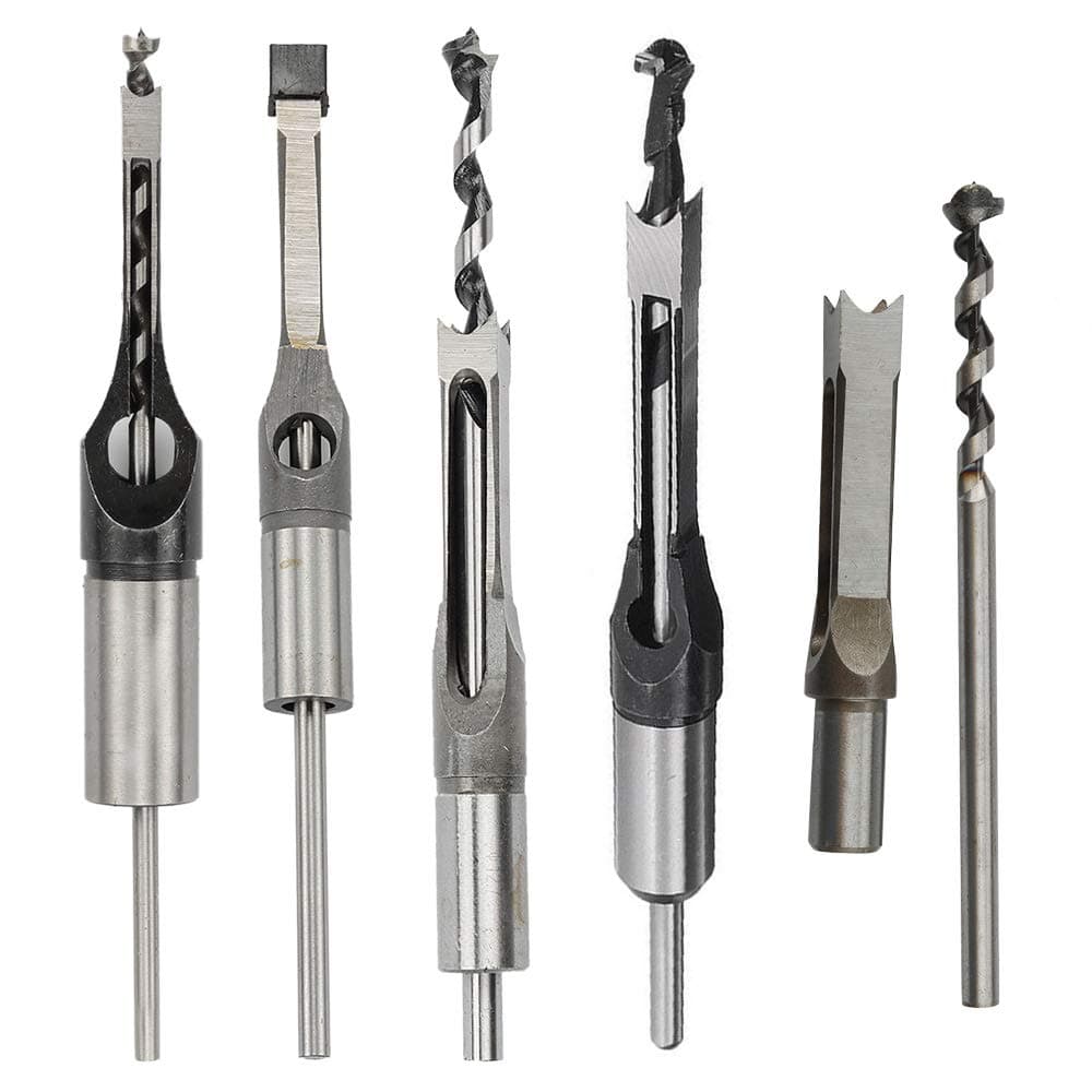 Highmoor Woodworker Square Hole Drill Bit Mortising Chisel Set, Woodworking Mortise Chisel Wood Hole Saw Set with Twist Drill Bit Set 1/4-Inch, 5/16-Inch, 3/8-Inch, 5/8-Inch and 1/2-Inch