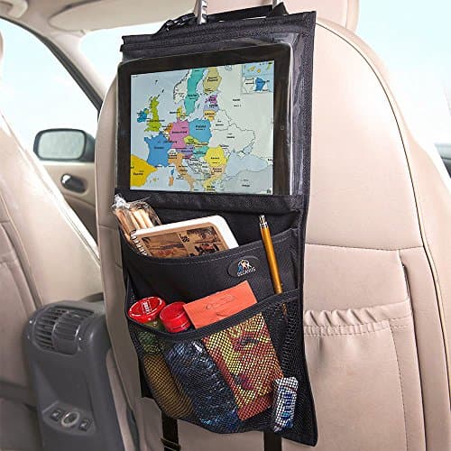 Fully Improved New Unique Design! | Car Storage &amp; Backseat Organizer by Decanus - iPad Holder | Eco Material | Must Have Baby Travel Accessories And Kids Toy Storage - Lifetime Warranty and 100% Money Back Guarantee!