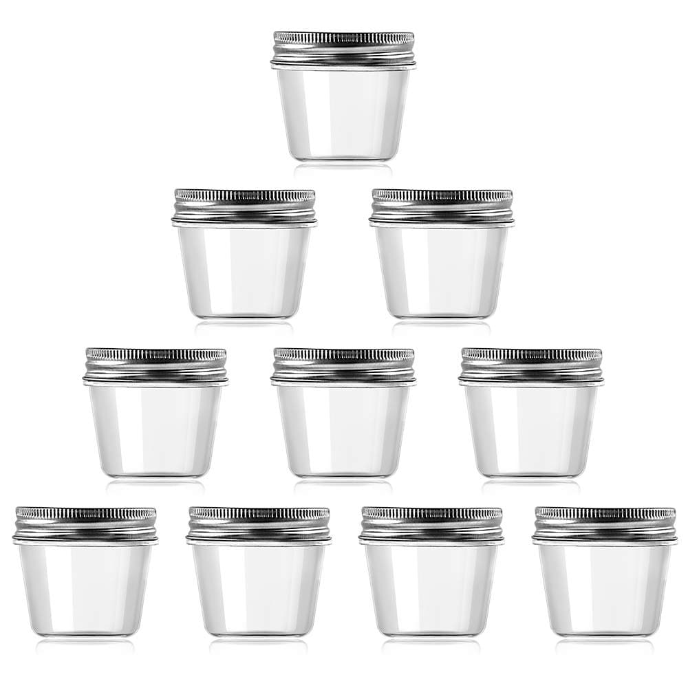 Novelinks 4 Ounce Clear Plastic Jars Containers With Screw On Lids - Refillable Round Empty Plastic Slime Storage Containers for Kitchen & Household Storage - BPA Free (10 Pack)