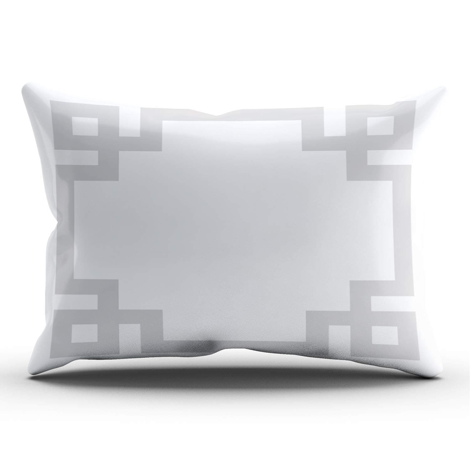 Personalized Decorative Pillowcases Greek Key Border Gray and White Throw Pillow Covers Cases Lumbar Rectangular Size 12x24 inches Print on One Side