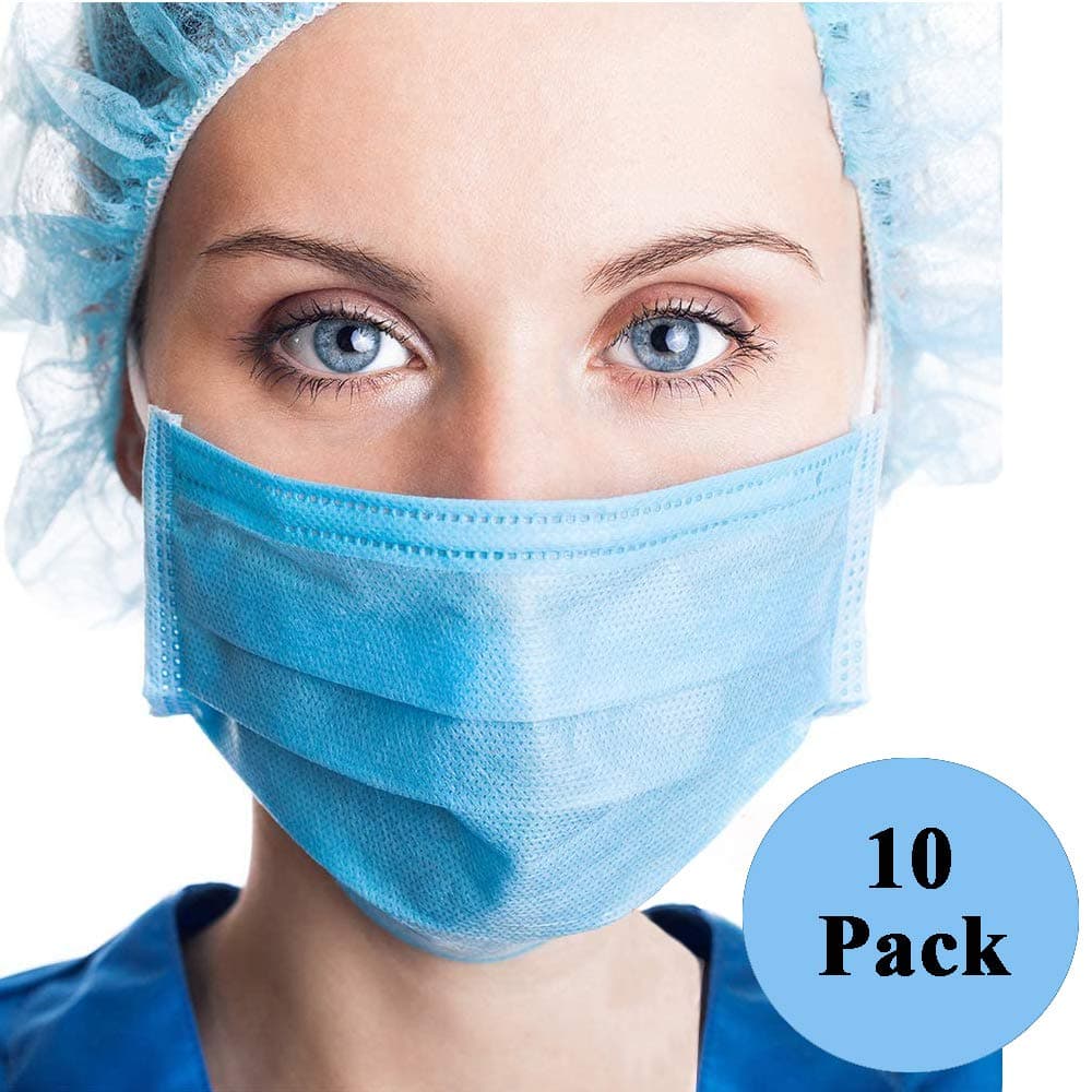 10 Pack Disposable 3-Layer M-Asks, Breathable Face M-Ask with Ear Loops (10 Pack)