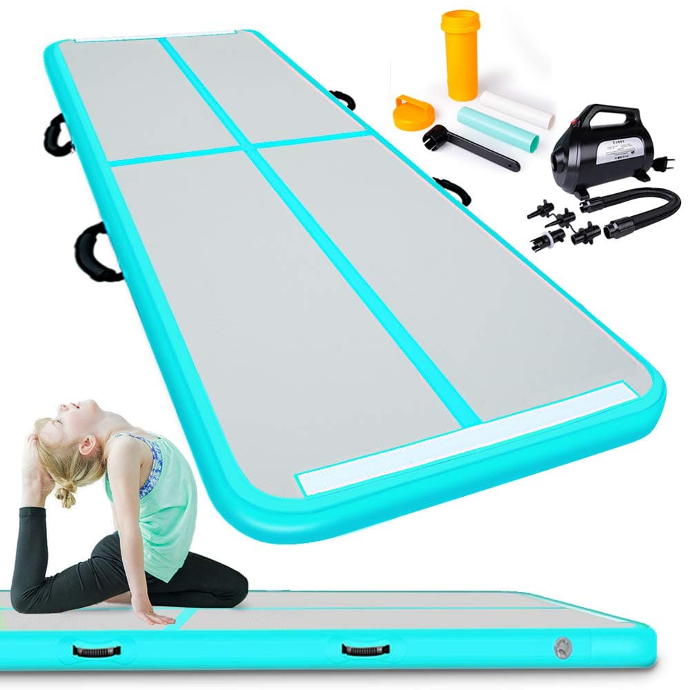 Lamlingo 2/3/4/5/6/7/8/9/10/11/12 Inflatable Gymnasium Mat Indoor Outdoor/Gym/Training/Gymnastics Mat Inflatable Air Runway Fitness Mat with 600W Electric Air Pump