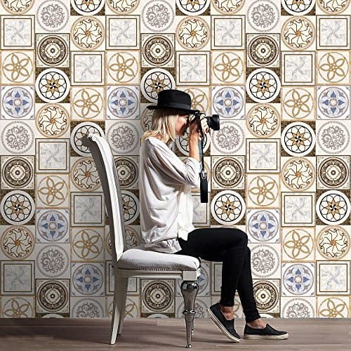 CoSopo Creative Self-adhesive PVC Tile Stickers for Kitchen &amp; Bathroom Decoration- Peel and Stick, Self Stick On, Adhesive Wall Stickers, Floor Stickers 7.87 196.85 inch (WST004)