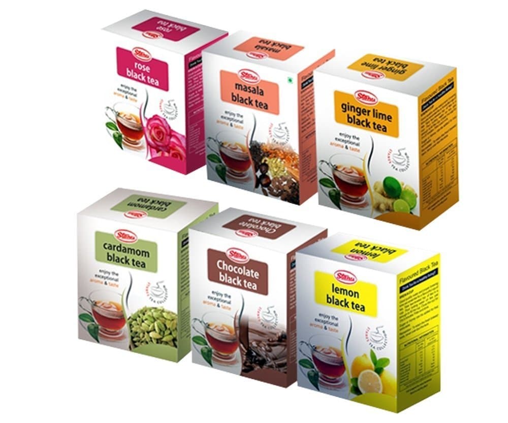 Stanes Flavored Teas 6 pack combo ,Rose ,Masala,Lemon,Ginger lime,Choclate & Cardamom,Fairtrade