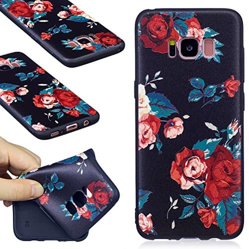 Galaxy S8 Case, FIREFISH Soft Touch Slim-Fit Flexible TPU Case Embossed Printing Shock Absorption Bumper [No Slip] Back Cover for Samsung Galaxy S8