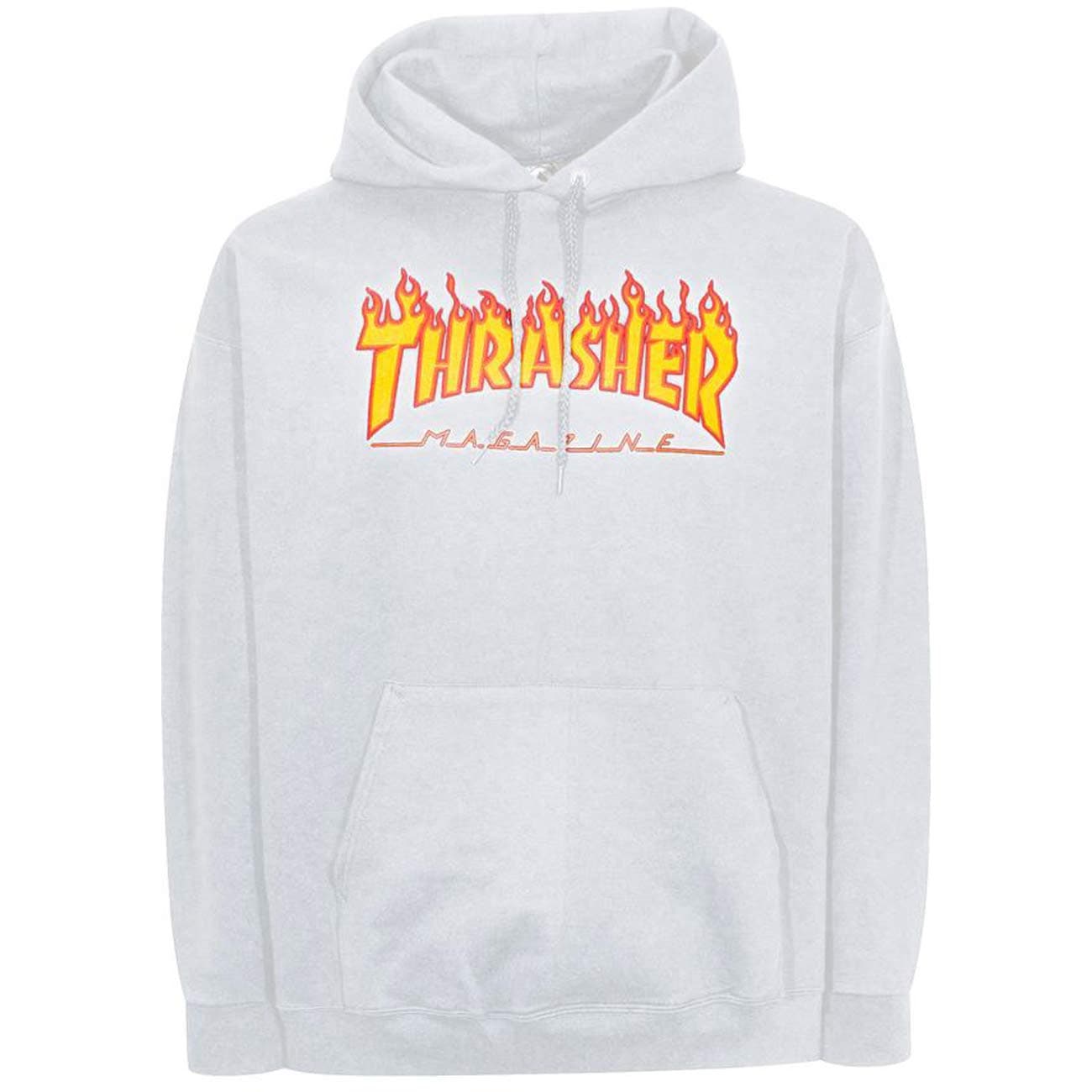 ThrasherMen's Flame Logo Long Sleeve Pullover Hoodie White