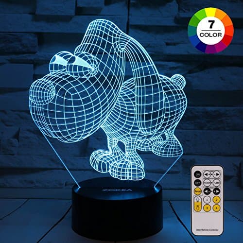 Night Light 3D lamp 7 Colors Changing Nightlight with Smart Touch &amp; Remote Control 3D Night Light for Kids or as Gifts for Women Kids Girls Boys (Cute Dog)