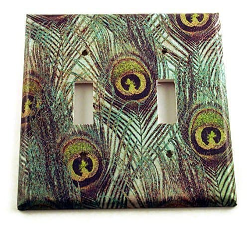 2 Gang Toggle Switch Plate Wall Plate, Peacock (222D)