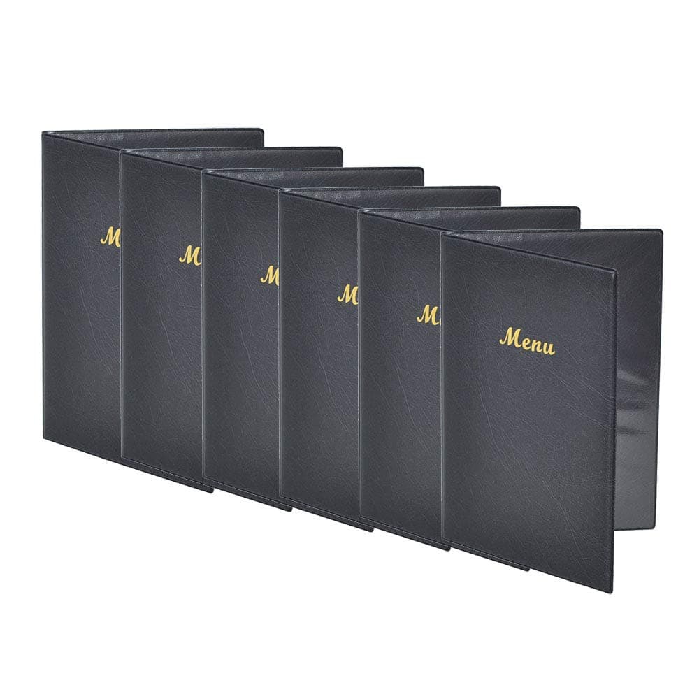 Black PVC Menu Cover Menu Holder Leaflet Black Stands Display Board Cover Restaurant Commercial (2 Sides) (A5-Pack of 6)
