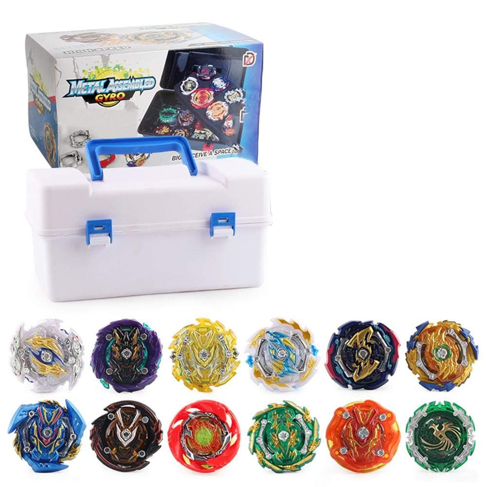 Flickering Bey Fighter Gyroscope Set with Storage Box Top Burst Gyro, 4D Launcher Burst Toy, Gyroscope Set Battling Top Set - Best Gift for Children Kids Toys