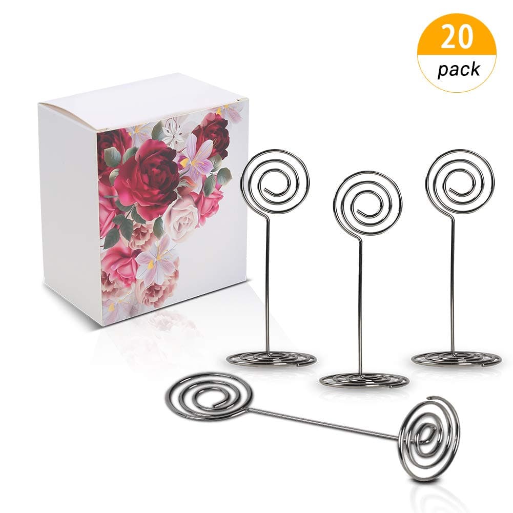 TanJean Table Number Holders, 20 Pieces Table Card Holders Table Pictures Stand for Place Cards Wedding Party Office Desk Name Memo Menu Clips