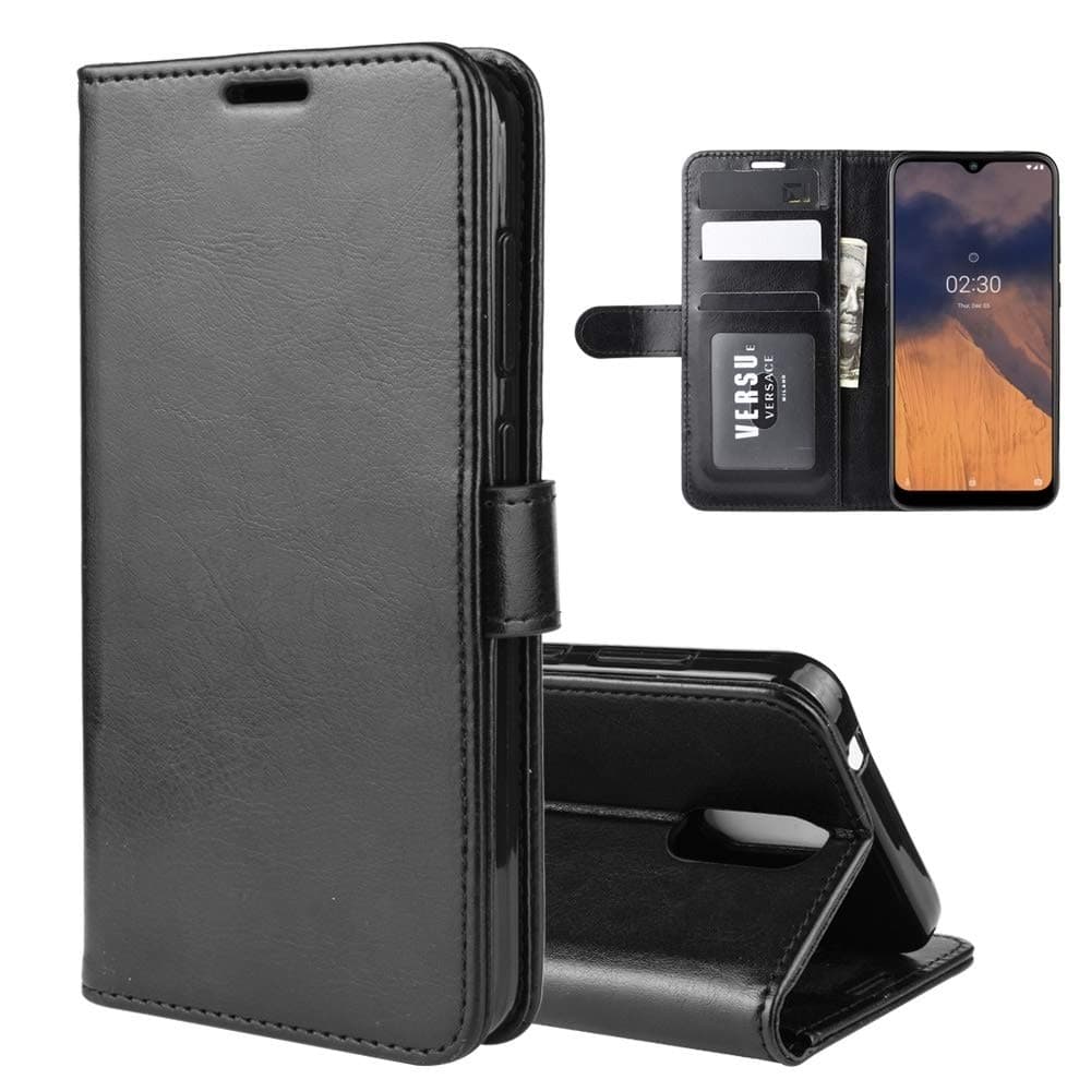 LIYE for Mobile Phone case Ly for Nokia 2.3 R64 Texture Single Horizontal Flip Protective Case with Holder & Card Slots & Wallet& Photo Frame(Black) (Color : Black)
