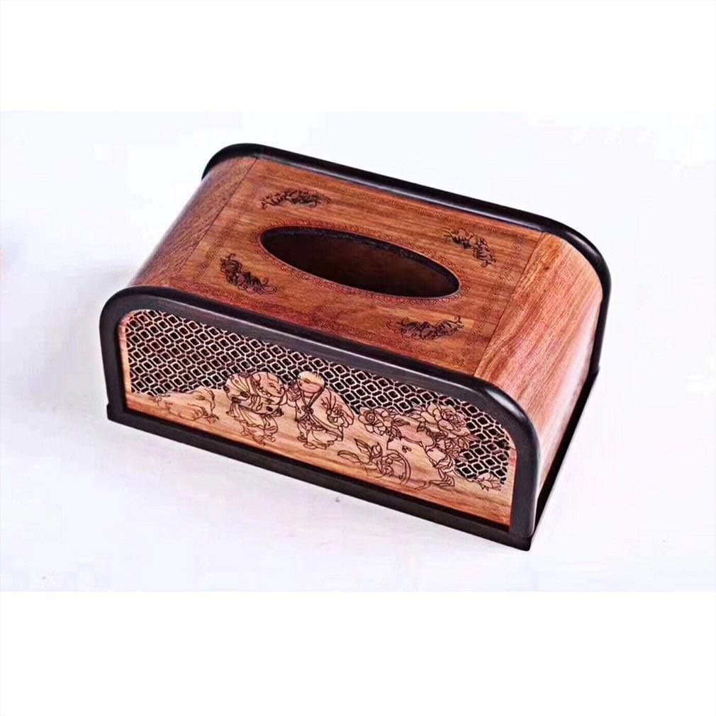 HYX Wooden Bamboo Rectangular Tissue Box Cover - Dispenser - Decorative Organizer for Bathroom, Office Desk & Car