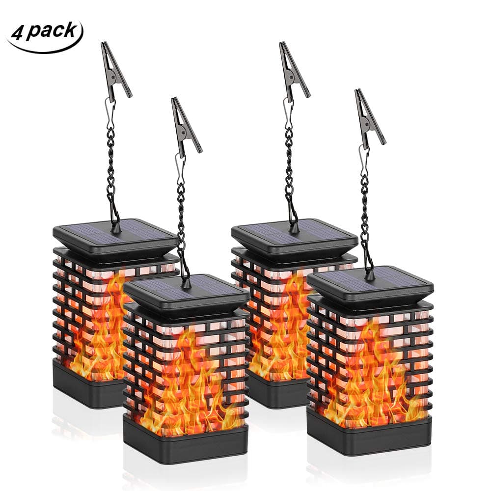 Solar Lights Solar Lanterns Dancing Flame Outdoor Hanging Lanterns Lights Decoration Lighting Solar Powered Waterproof Umbrella Lanterns Night Light Auto Sensor for Garden Patio Yard (4 Pack)
