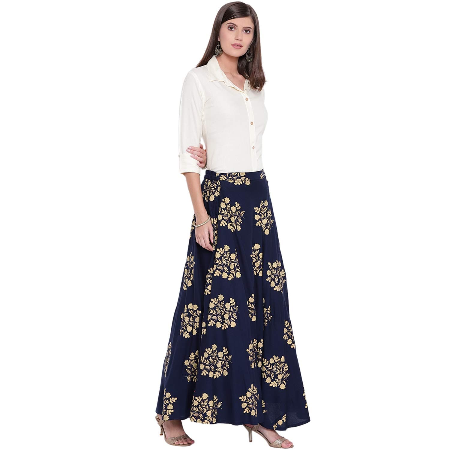 Women's Rayon Top With Long Skirt Set