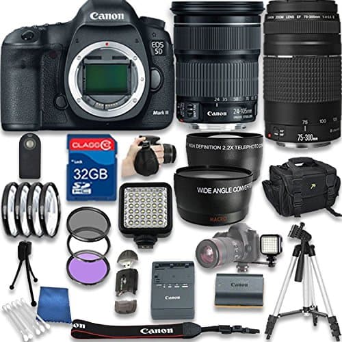 Canon EOS 5D Mark III DSLR Camera with Canon EF 24-105mm f/3.5-5.6 IS STM Lens + Canon EF 75-300mm f/4-5.6 III Lens + 32GB SD Memory Card + Accessory Bundle - International Version