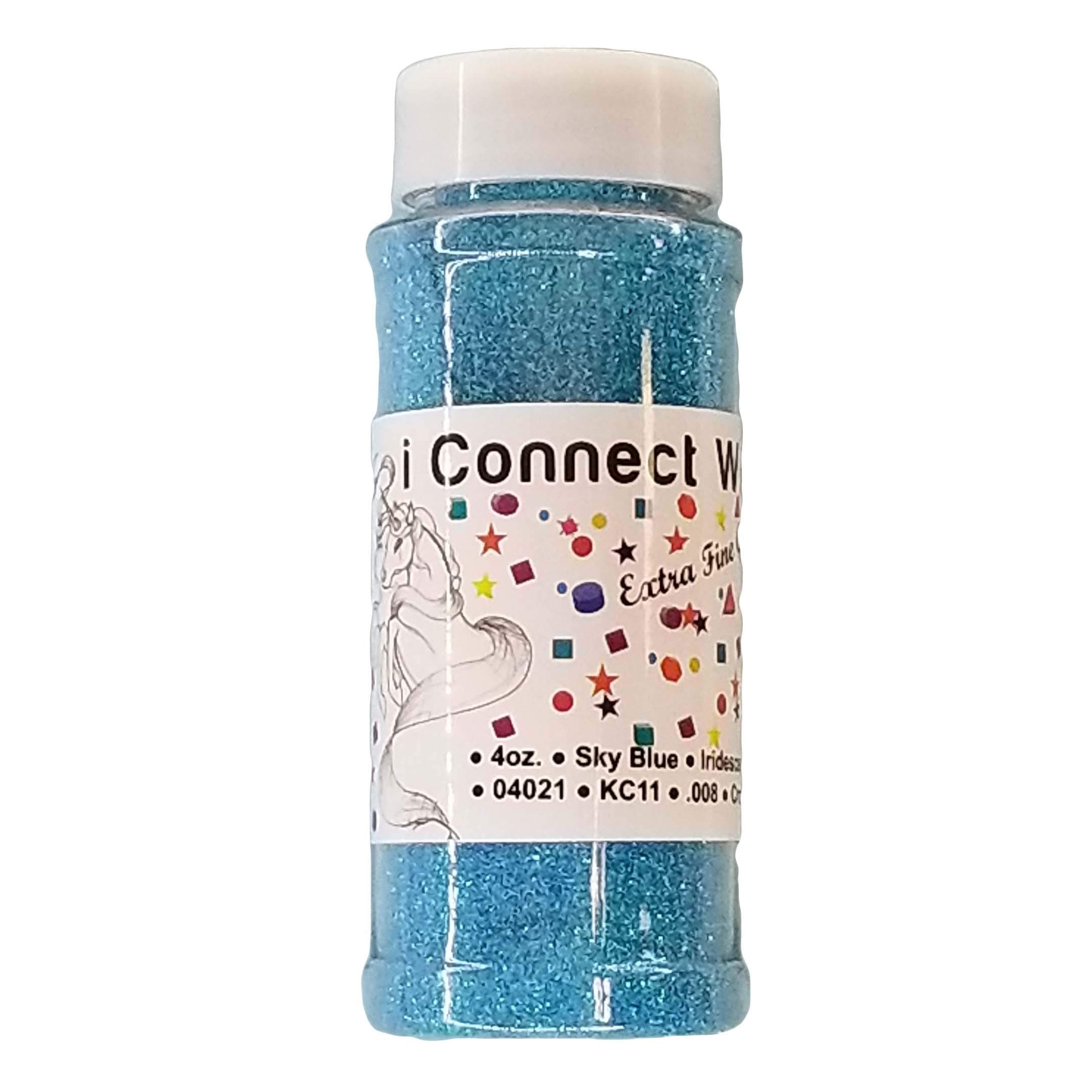 iConnectWith Glitter – Sky Blue Neon Blue, Extra Fine Iridescent Glitter; Multi-use for Crafts, Decorations, Nail Art, Makeup, Tumblers, Resin Art, and DIY Projects