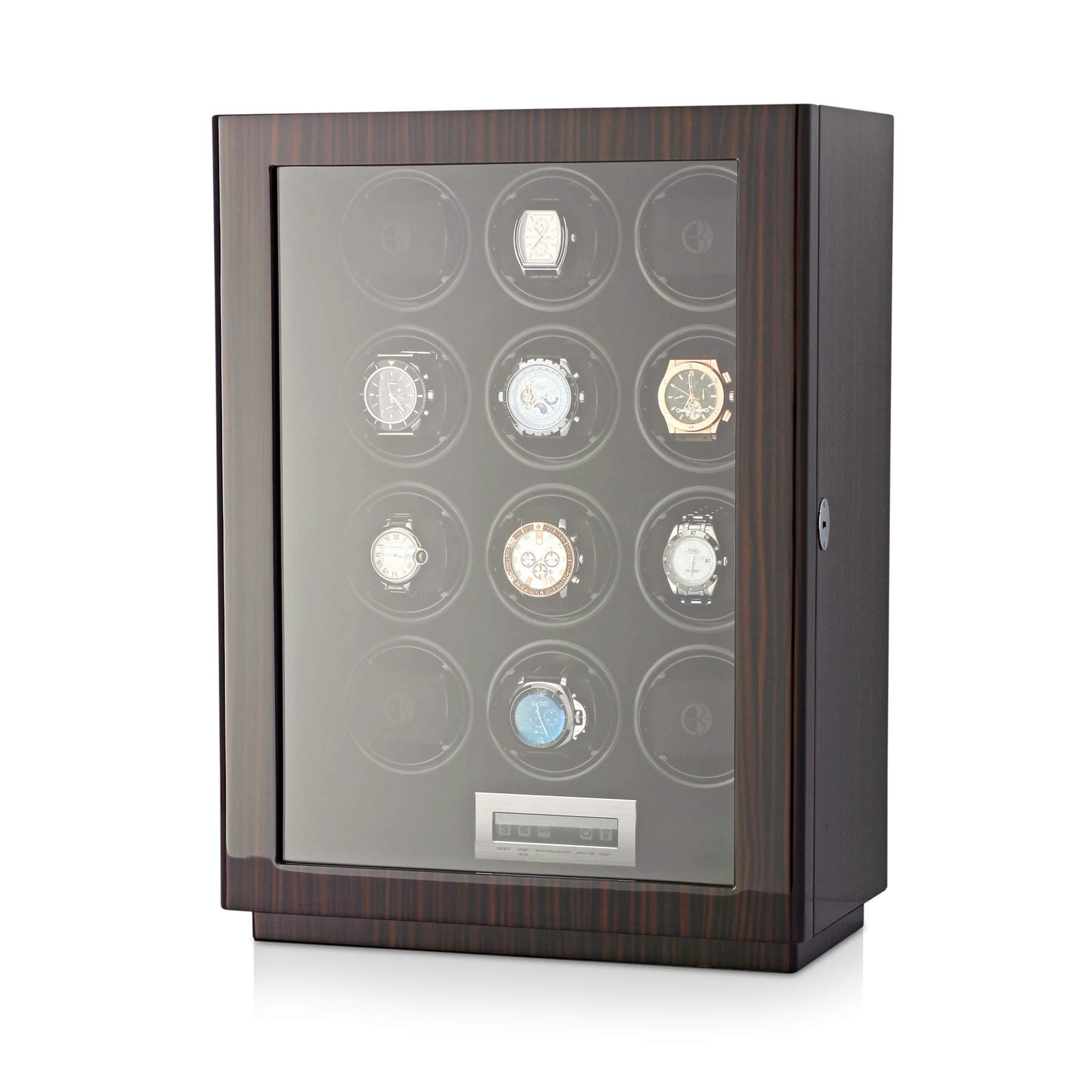 Watch Winder for 12 Automatic Watches with Interior Backlight and LCD Touchscreen Display