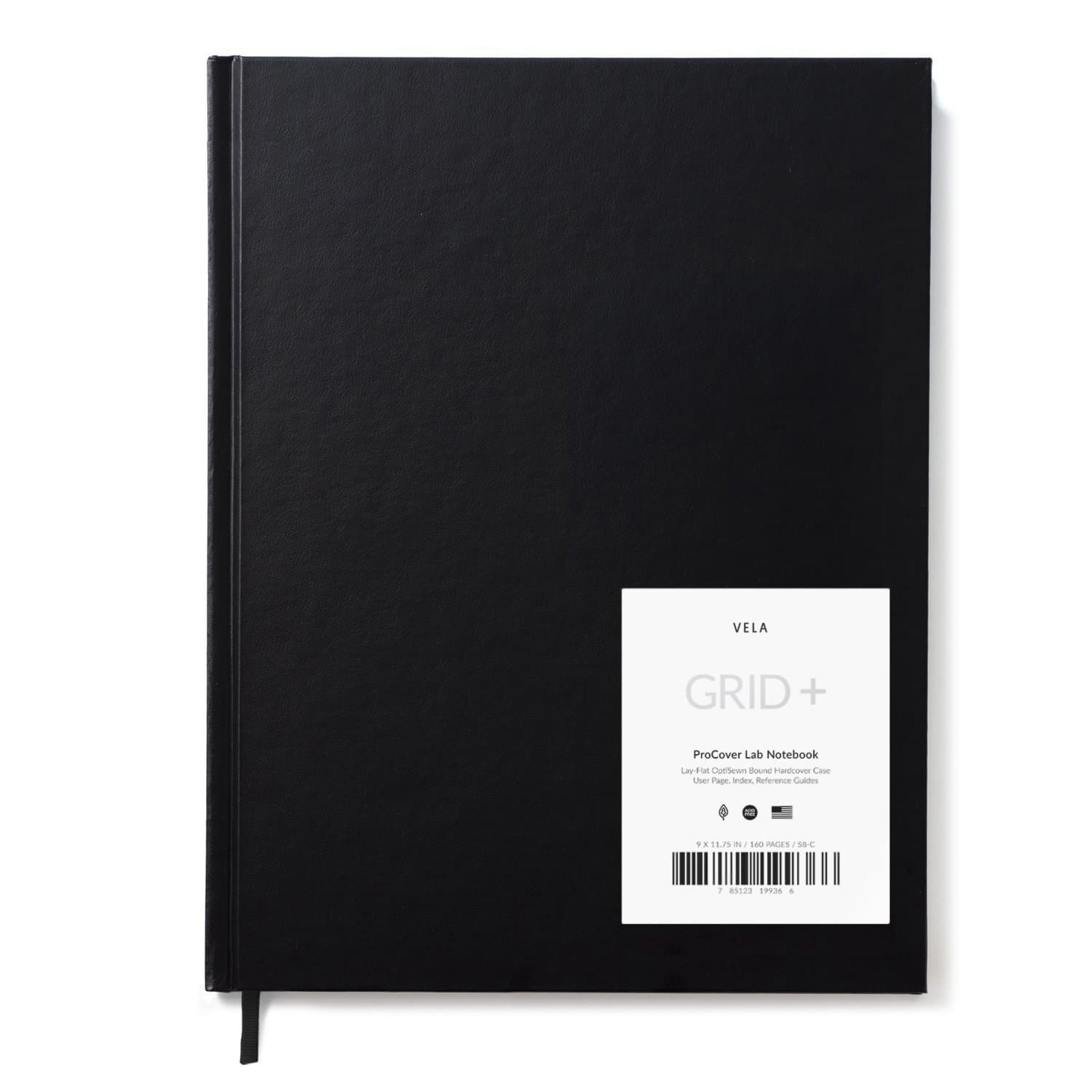 Vela Advanced ProCover Lab Notebook / Full Form - 9 x 11.75 105gsm, 160 Pages (Pro Grid) - Black