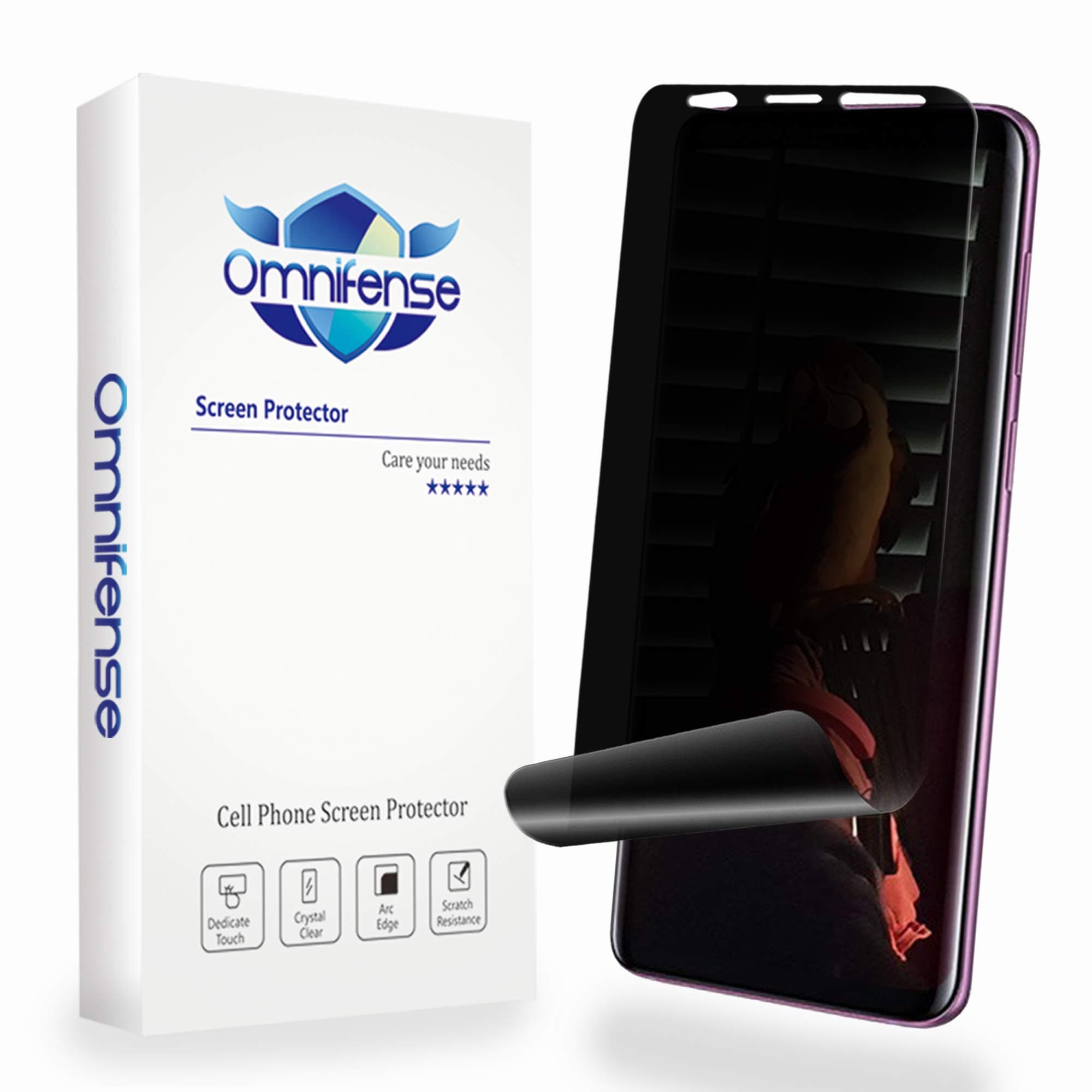 Galaxy S9 Plus Screen Protector Privacy 2-Way Anti Spy (2 Pack) Full Coverage Full Adhesive Glue Nano Shield 3D Curve Fit Soft Film (NOT Tempered Glass) for Samsung S9+ with 1-Pack Back Skin Protector