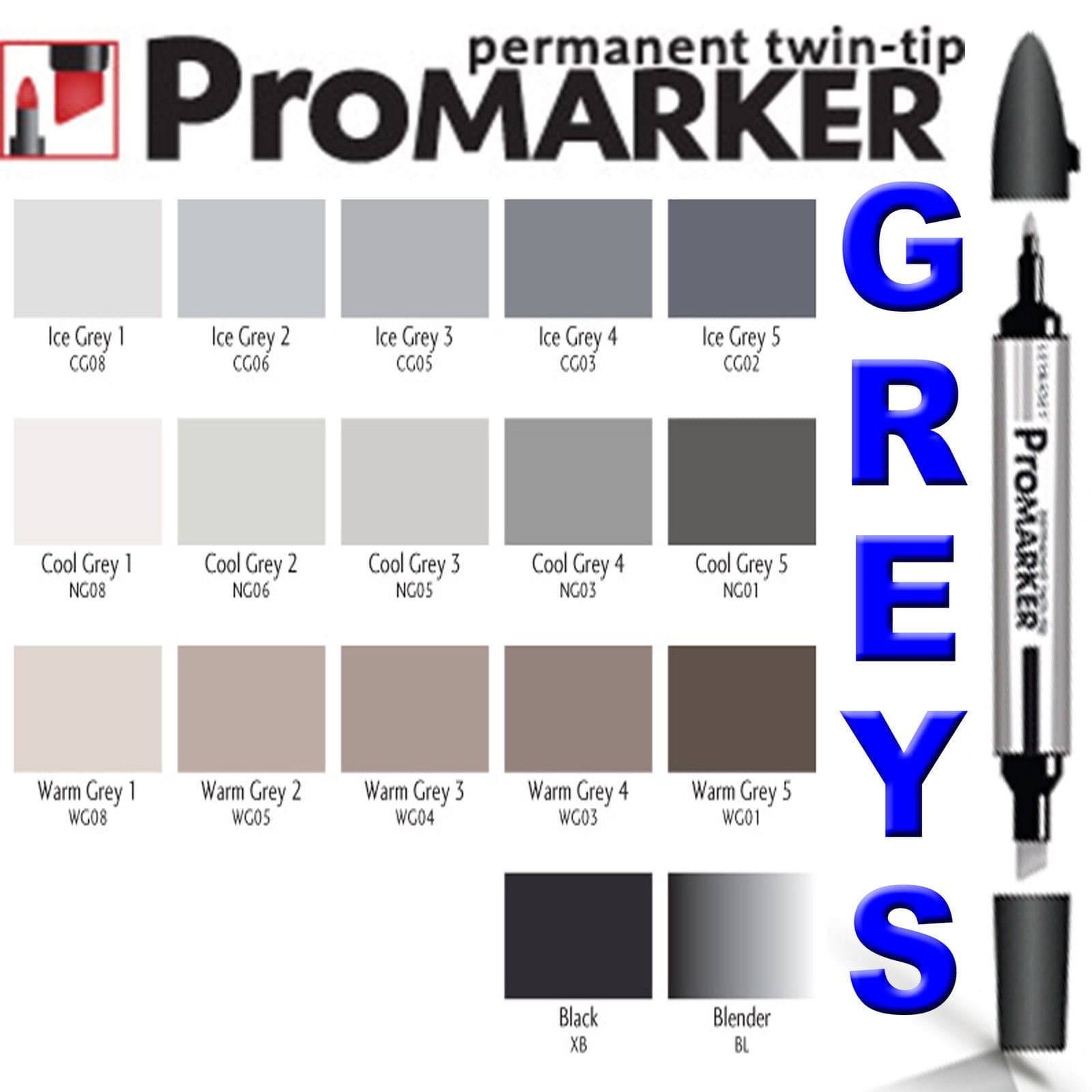 W&N PROMARKER 6 PACK-GREYS